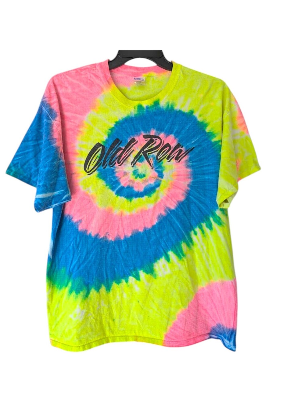 Old Row Tie Dye T-Shirt XL Coastal Festival Neon Spiral Graphic Tee 23.5x30.5